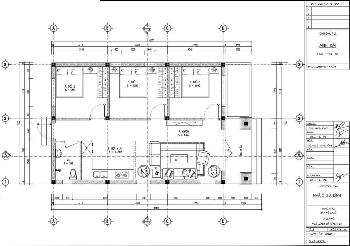 Bản vẽ chi tiết nhà cấp 4 mái bằng gác lửng 