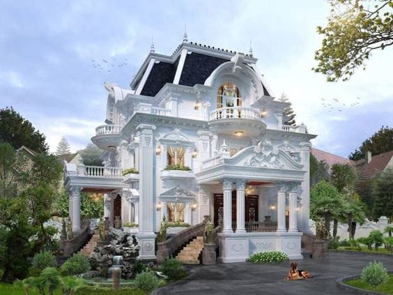 Mẫu nhà biệt thự Pháp 3 tầng đẹp không tì vết