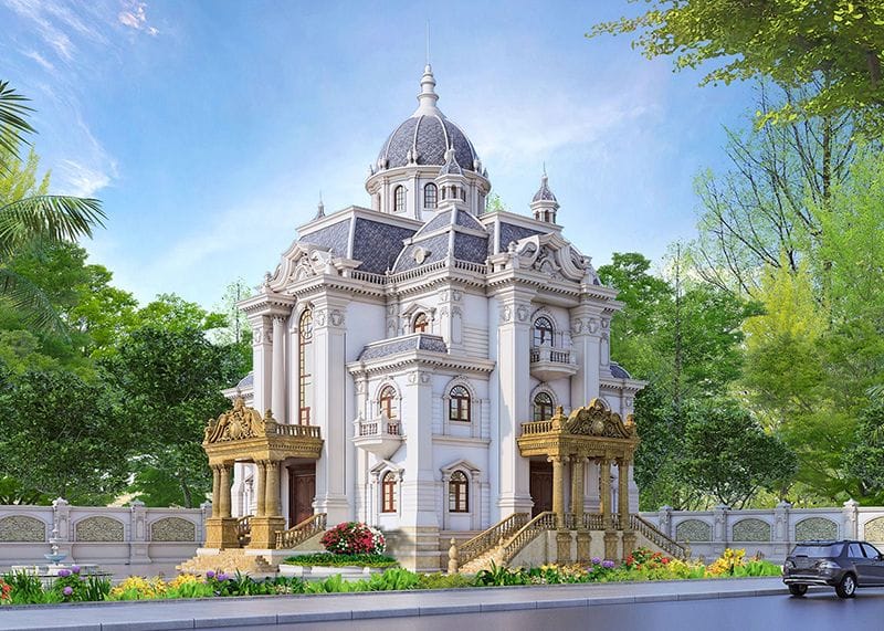 Thiết kế mái vòm uy nghi lộng lẫy là điểm nhấn đắt giá của biệt thự cổ điển