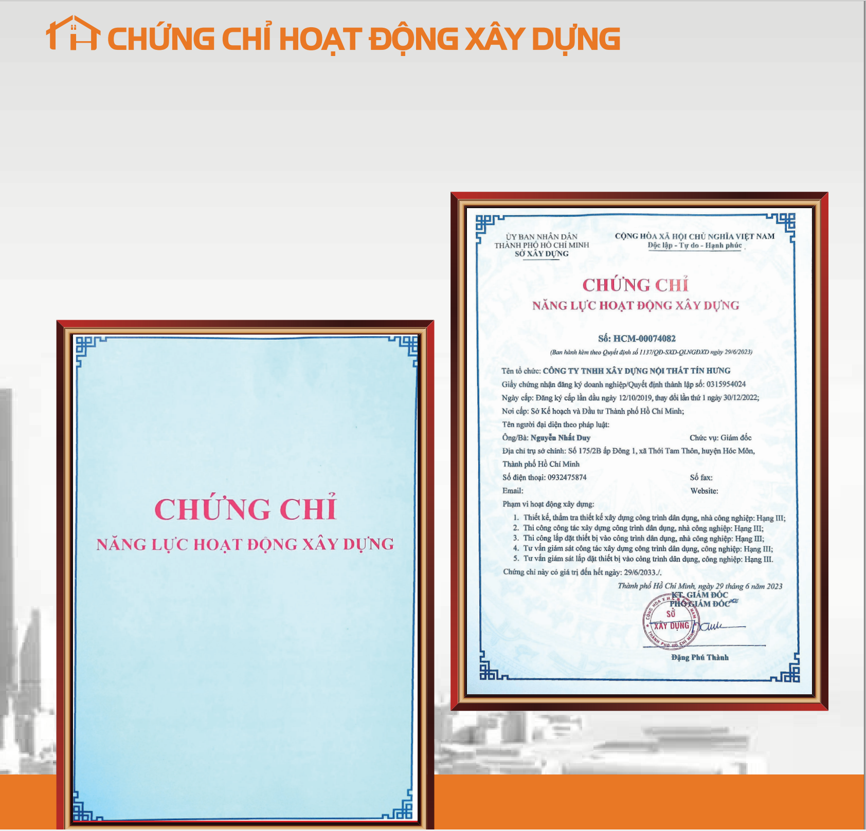 chứng chỉ xây dựng