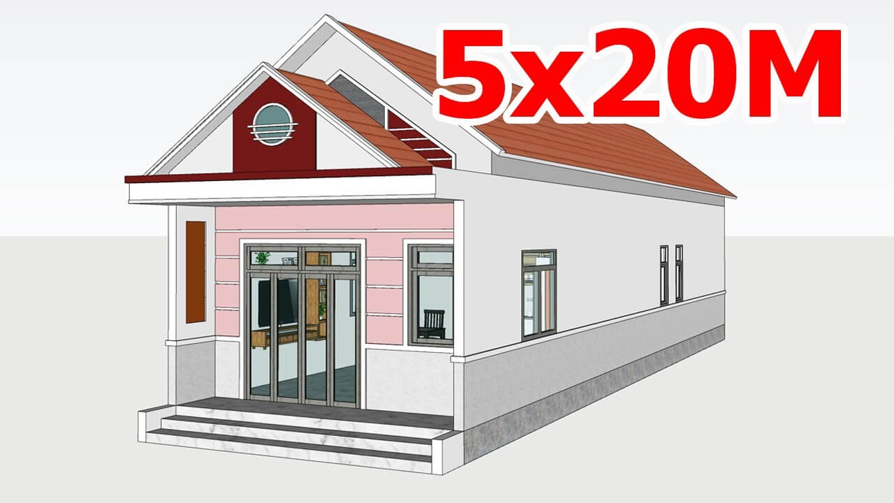 Mẫu nhà cấp 4 mái thái 5x20m 5