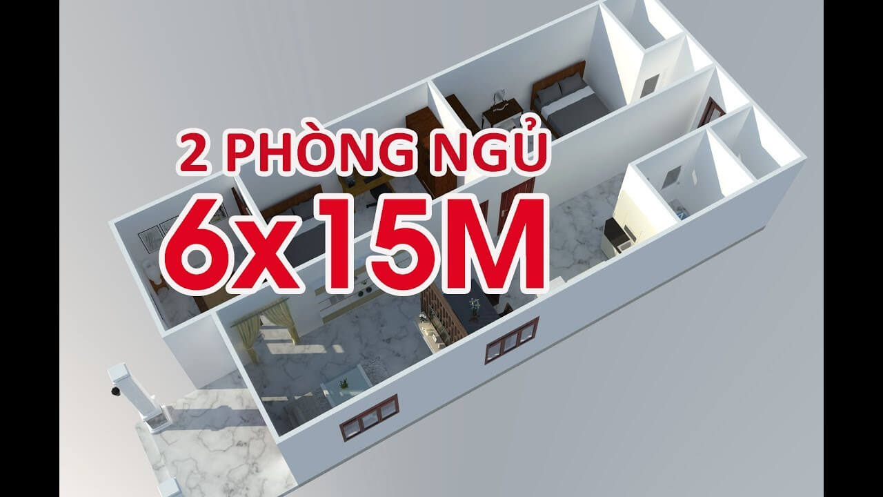 Mẫu nhà đẹp cấp 4 mái thái 6x15m 4