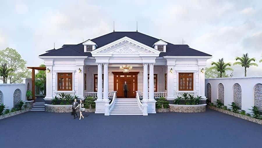 Thiết kế nhà phố 1 tầng mái Thái