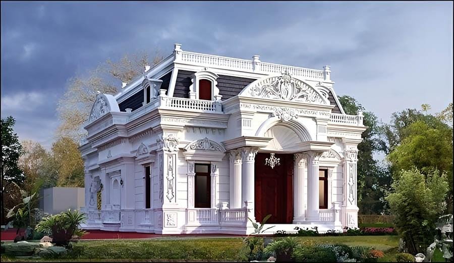 Thiết kế nhà phố 1 tầng tân cổ điển